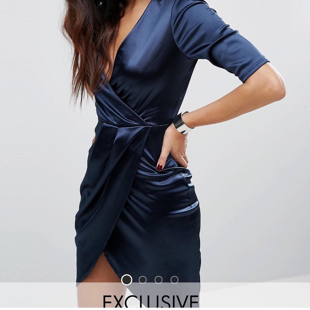 COPY - Club L Wrap Front Mini Dress In Satin